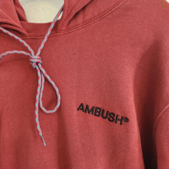 Ambush Size Medium Embroidered Logo Hoodie Red Single Cord New - Picture 3 of 8